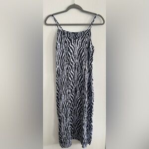 ATM Blue Zebra print Midi Satin Dress